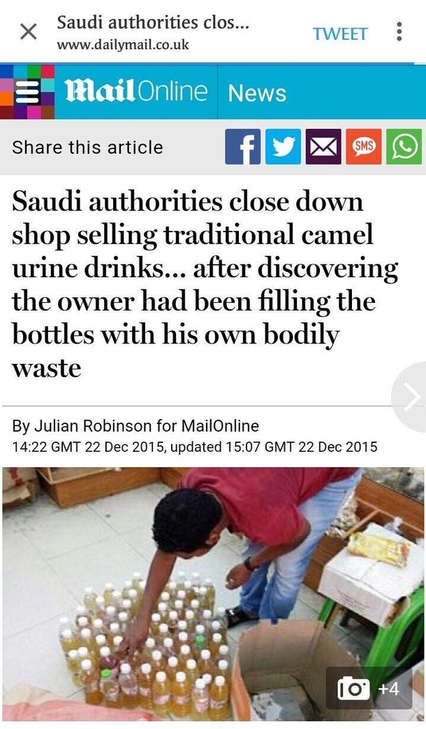 Oh you drank regular urine instead of camel urine
