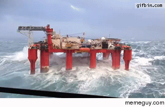 Oil rig vs big waves