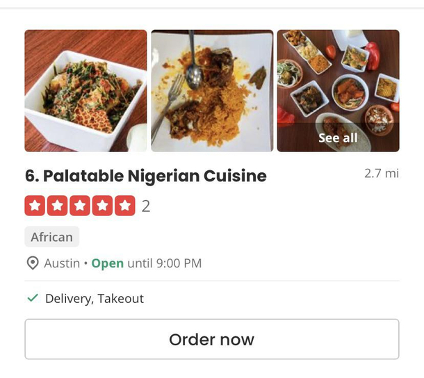 Ok but you swear youre not taking me to another Nigerian restaurant with inedible cuisine