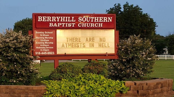 Oklahoma church has a completely factual sign