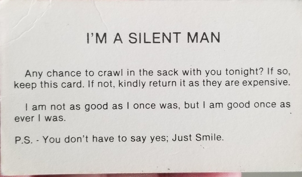 Old deaf man gave this to my wife yesterday At first she thought it was a sign language card