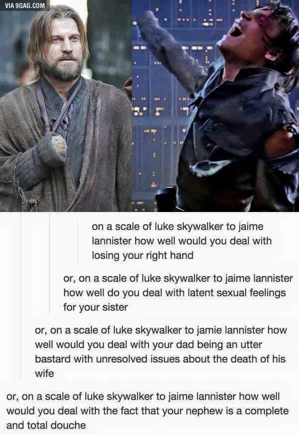 On a scale of Luke Skywalker to Jaime Lannister