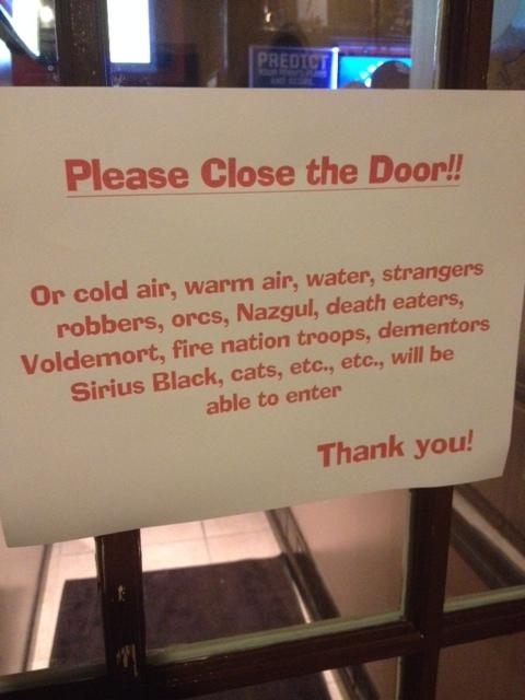 On the door of a local restaurant