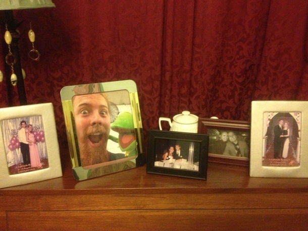 On top of my parents piano there are pictures of my siblings and their spouses and then there is me