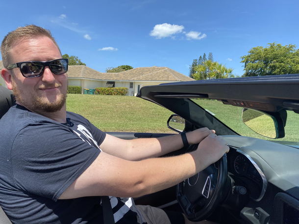 On Vacation in Florida Borrowed a convertible camaro and had to look over the windshield to see Felt like I was in Mario Cart