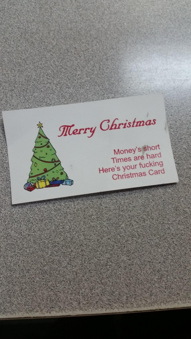 One of my favourite customers at work gave me a Christmas card today 
