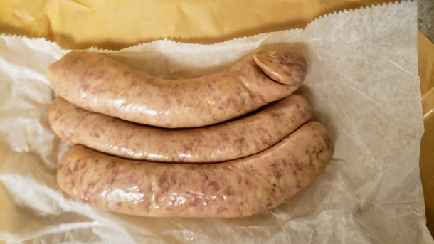 One of the bratwursts I bought is not like the others