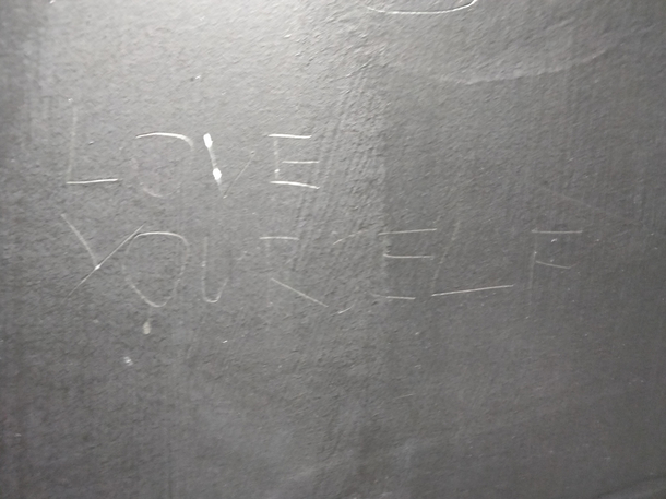 One of the nicer things to be scratched into a toilet cubicle to be fair