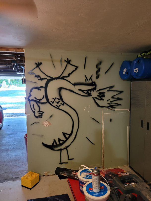 one perk of having a crappy garage is you can decorate however you want