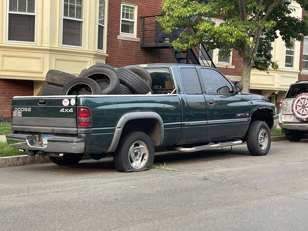 One tired out truck
