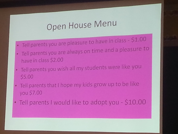 Open house is tonight and my teacher had this the whole period