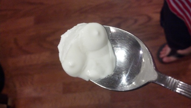 Opened my yogurt Yogurt boobs