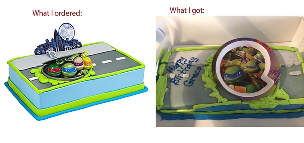 Ordered a Baskin Robbins TMNT cake today and this is what I got Not quite what I expected