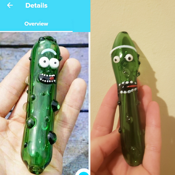 Ordered a Pickle Rick pipe off Wishcom