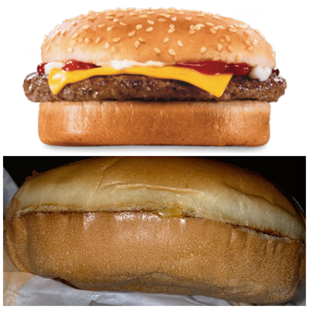 Ordered a regular cheeseburger from Jack In The Box the disappointment was real