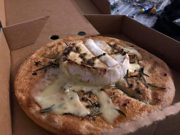 Ordered a rosemary garlic and baked Camembert pizza to try something new