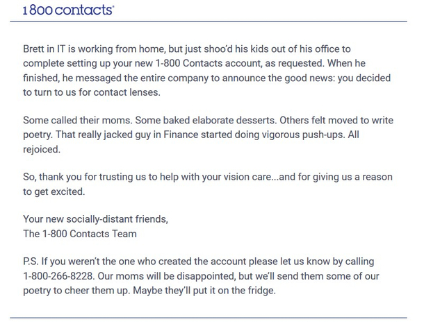 Ordered contacts last night and the confirmation e-mail is outstanding