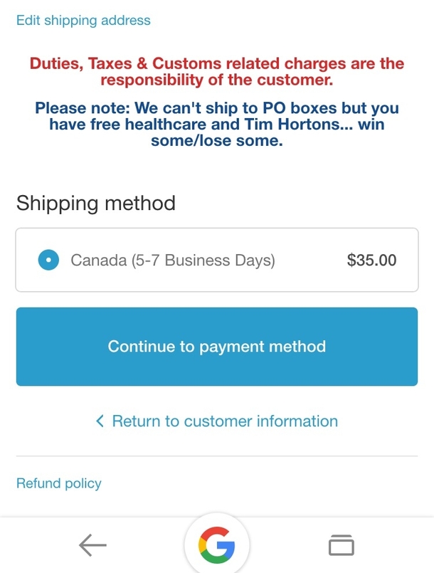 Ordering from an american website to ship to CanadaYou win some you lose some