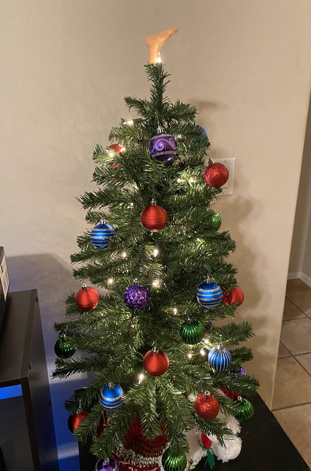 Our Christmas tree is a foot taller than it looks