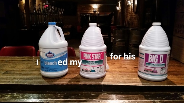 Our cleaning products at my workplace have interesting names