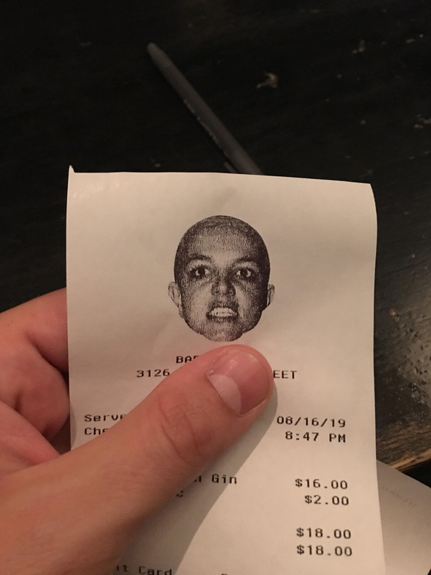 Our local bar prints a picture of  Britney Spears on the receipts