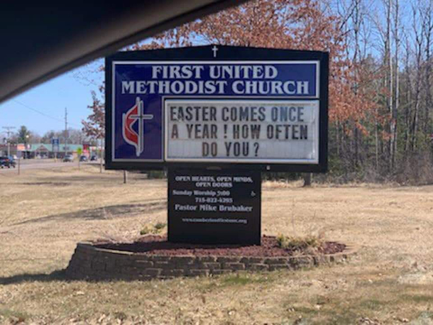 Our local church might not have proofread their Easter sign
