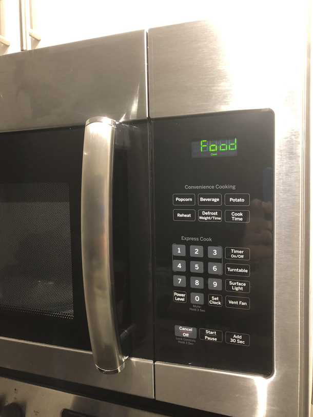 Our microwave demands food when its hungry