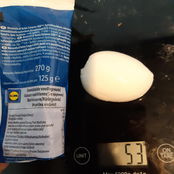 Our mozarella was tiny g while the package said g