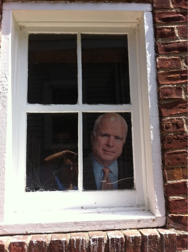 Our neighbors are unnecessarily rude to us so my boyfriend and I decided to put this in the window that faces their house