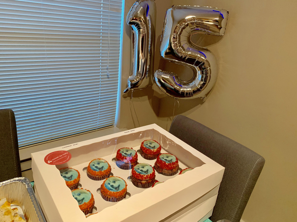 Our pup turned  and we celebrated Zoom in on the cupcakes