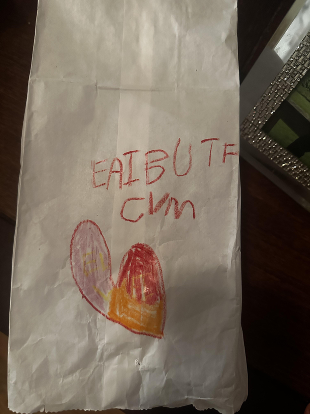Our yo wrote this on all of her friends candy bags in pre-school today and told the teacher it said Happy Valentines day