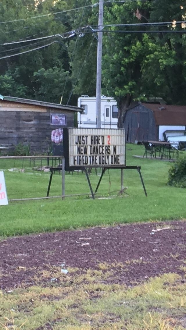 Outside a strip club