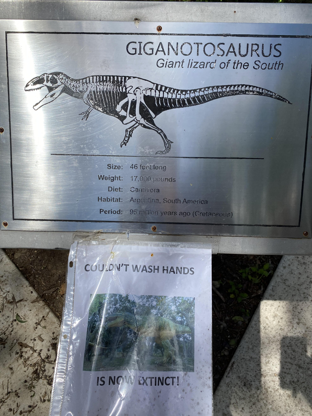 Outside Dino museum has some humor for us