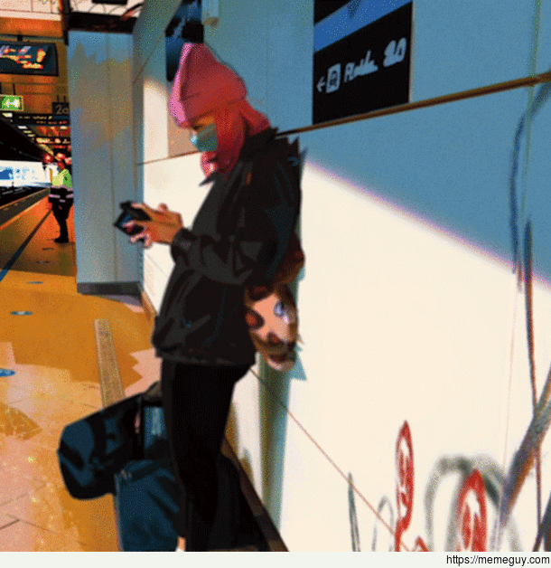Painted and animated this girl waiting for a train