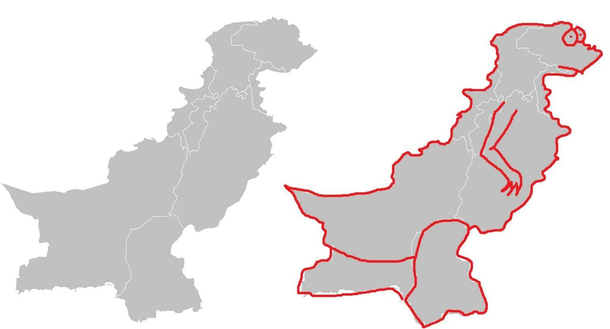 Pakistan kinda looks like a running dinosaur