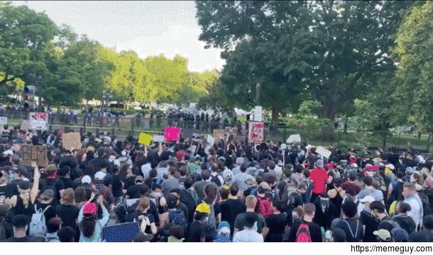 Peaceful protesters outside the White House  minutes after curfew