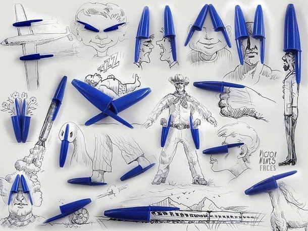 Pen cap charicatures