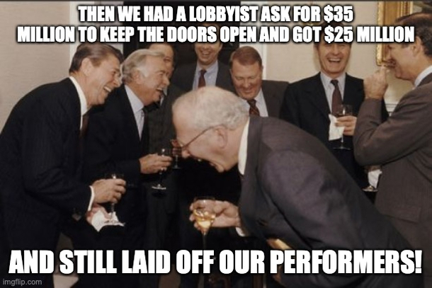 People are dying and were dealing with a shortage of vital medical equipment but hey at least the Kennedy Center can keep the doors open