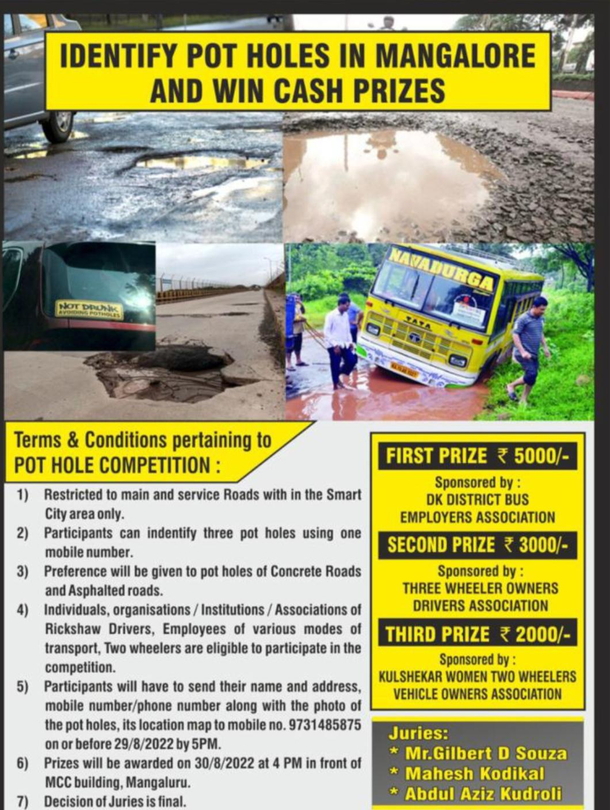 People got so tired of Potholes in our city that they decided to hold a contest