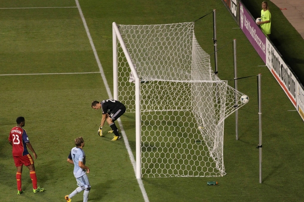 Perfectly timed photo during a MLS match