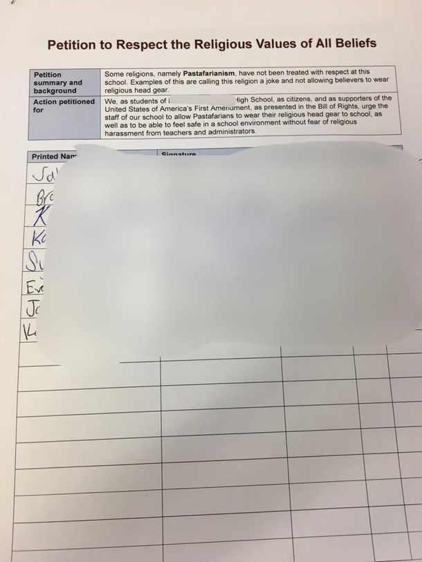 Petition going around my school Totally signed it
