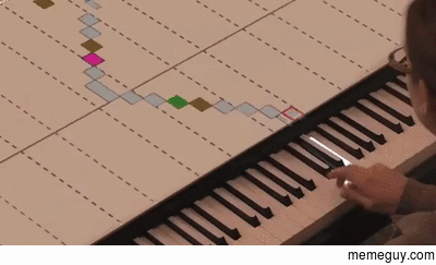Piano projections helping to play a tune
