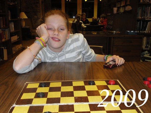 Pic #1 - Every Thanksgiving my little cousin challenges me to a game of checkers Ive been documenting her defeat for the past eight years
