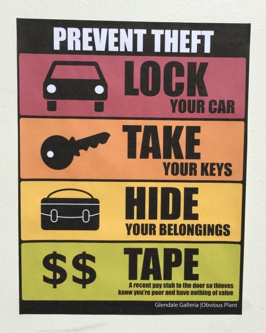 Pic #1 - I added some new anti-theft signs to a mall parking lot