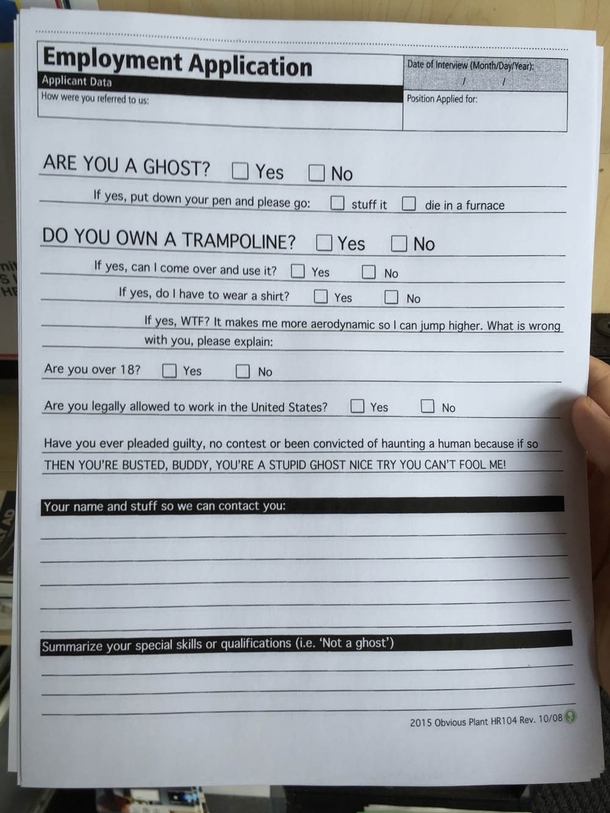 Pic #1 - I added this fake hiring sign and application to my local electronics store