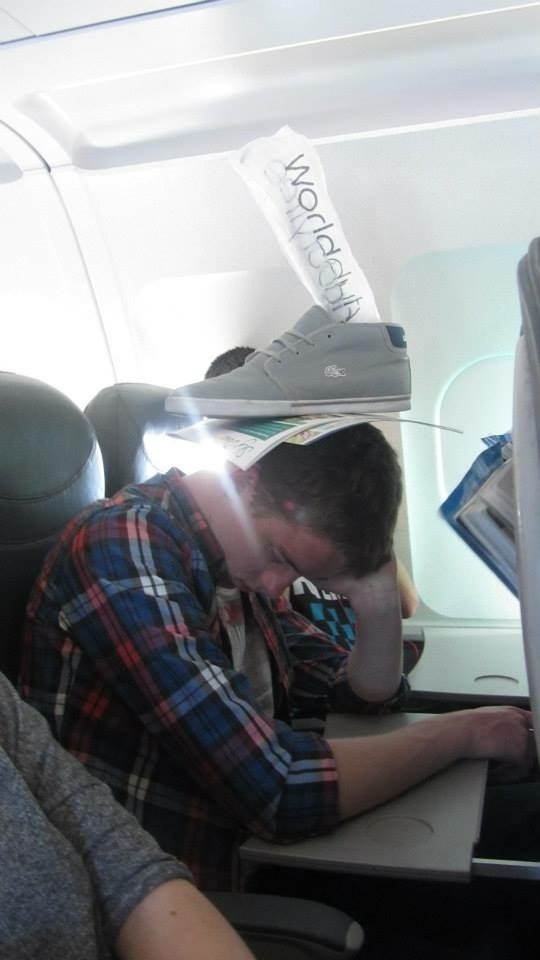 Pic #1 - I fell asleep on the plane even the air hostess took pictures I have great friends