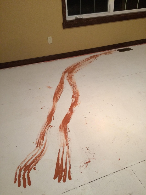 Pic #1 - My Aunts lil joke for the next person that tears up the carpet in her home