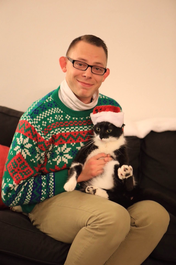 Pic #1 - My roommate and I shot our Christmas photos with the cats this week - they came out so much better than we expected