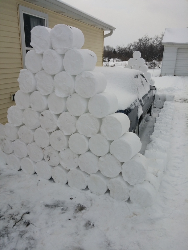 Pic #1 - My roommate left on a cruise for a week right before all these snowstorms I decided to play a little prank on him
