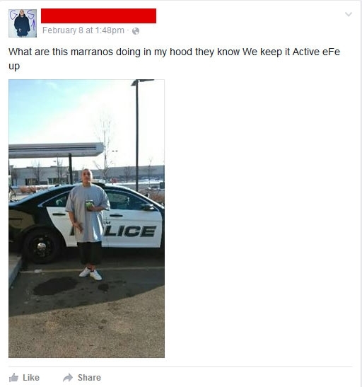 Pic #1 - Police departments response to a Facebook gangster wondering what are this marranos doing in my hood